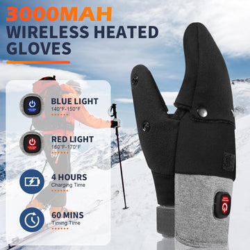Mierns heated gloves include adjustable wrist straps and reflective strips for secure nighttime use.