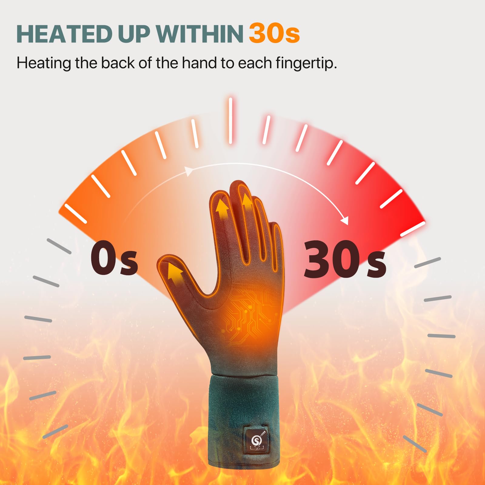 MIEVNIO heated gloves battery indicator shows power level.