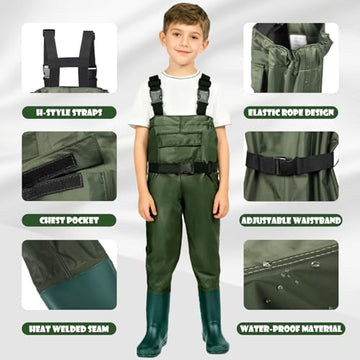 MIEVNIO kids waders chest pocket stores treasures during outdoor activities