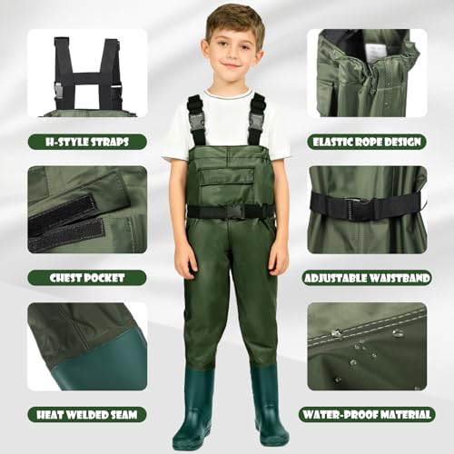 MIEVNIO kids waders chest pocket stores treasures during outdoor activities