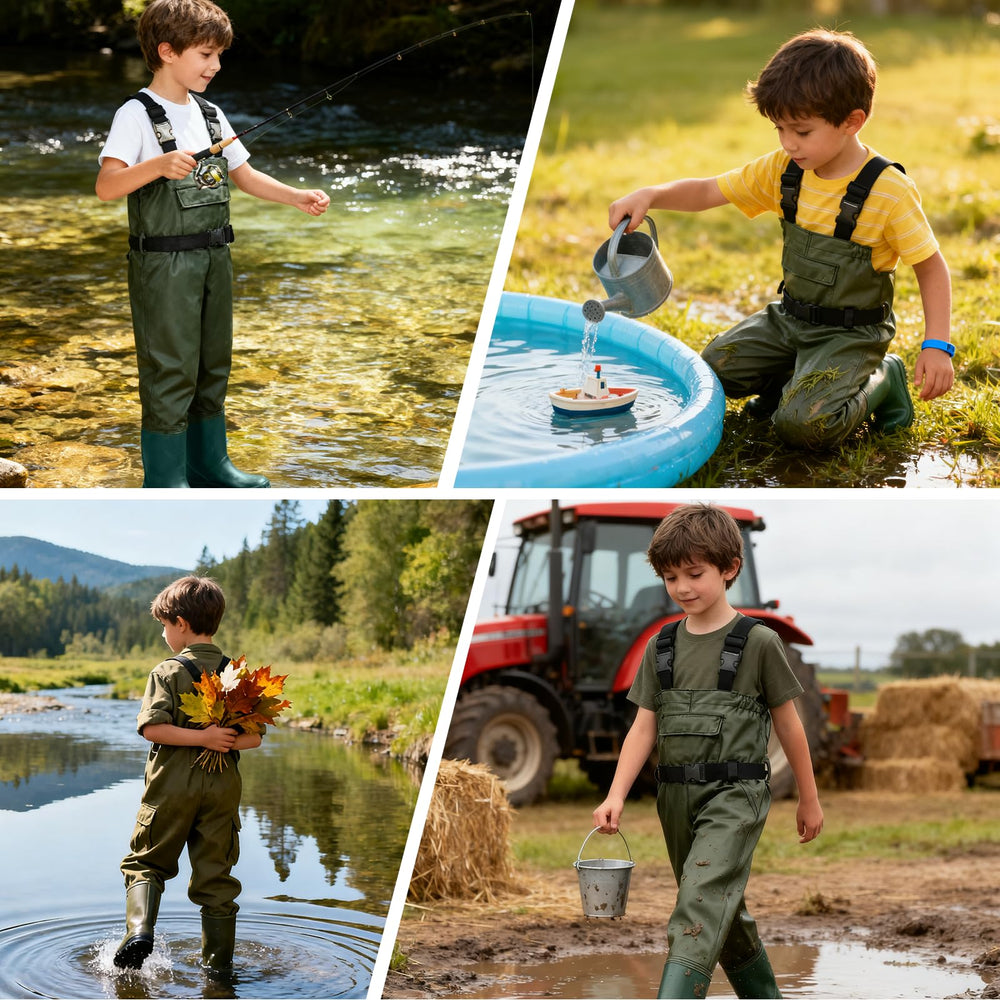 MIEVNIO waders with hanging loop shown for quick drying