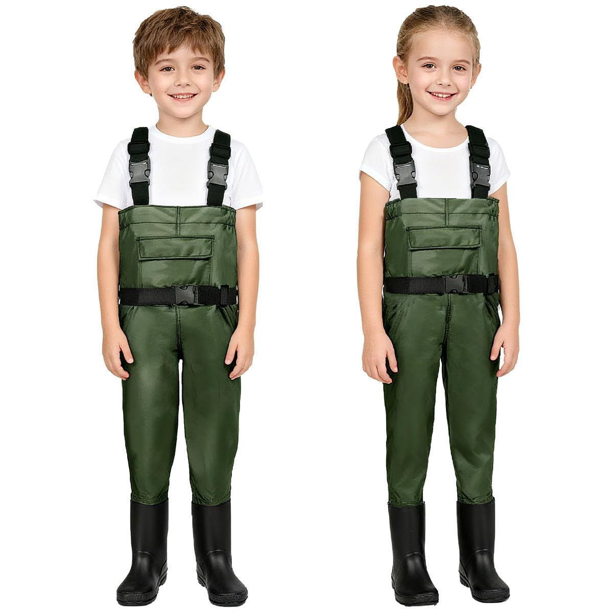 MIEVNIO kids waders with adjustable straps kept dry during creek play