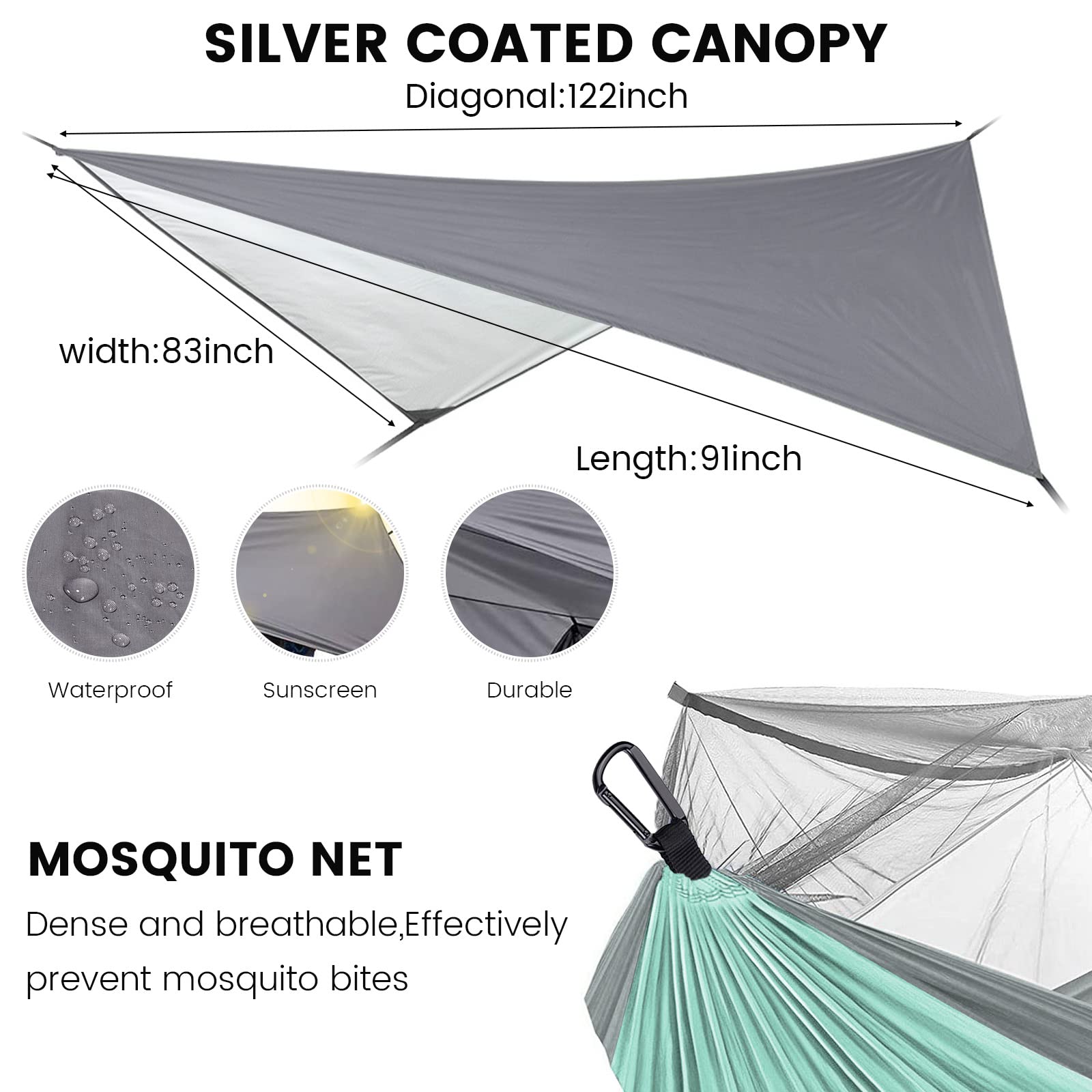 MIFXIN 2-in-1 reversible hammock design for versatile day-to-night use.