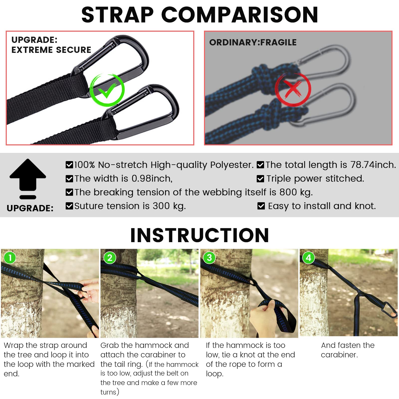 MIFXIN nylon parachute hammock supports up to 600 lb for sturdy comfort.