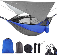 MIFXIN camping hammock with mosquito net ready for bug-free outdoor lounging.