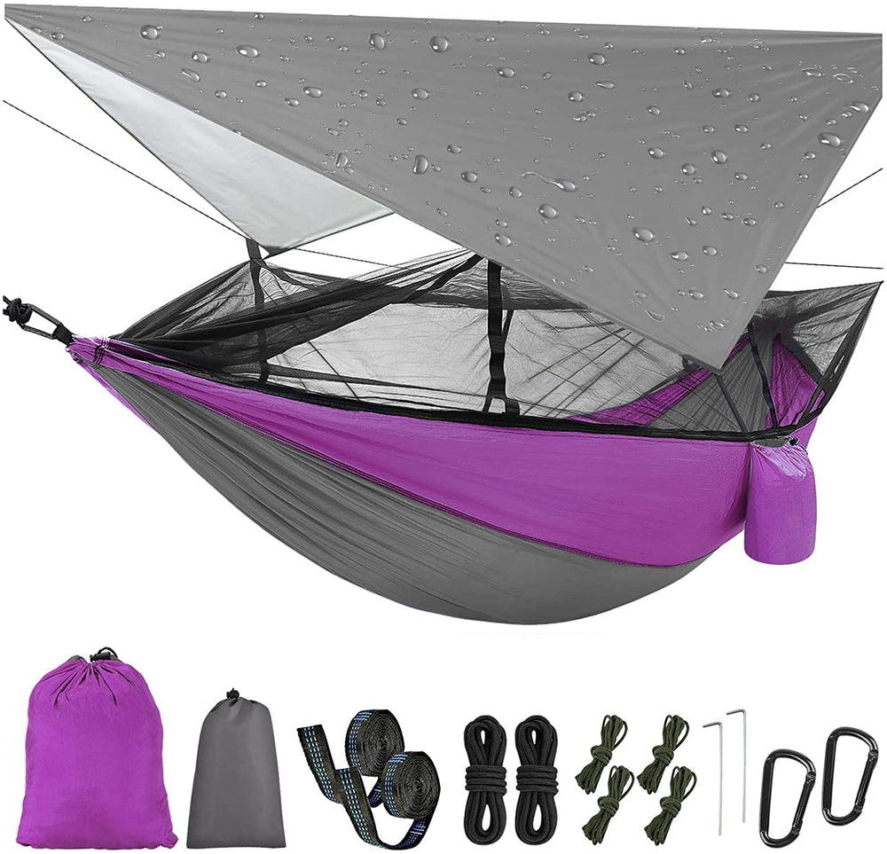 MIFXIN parachute nylon hammock shown in purple, durable and breathable for outdoor lounging.
