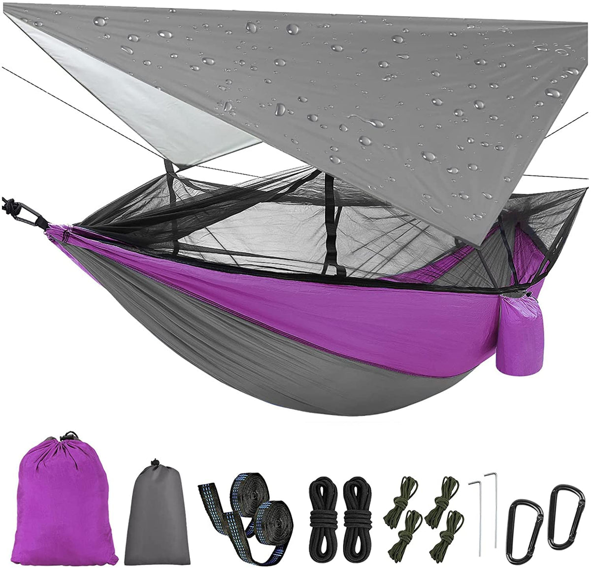 MIFXIN parachute nylon hammock shown in purple, durable and breathable for outdoor lounging.