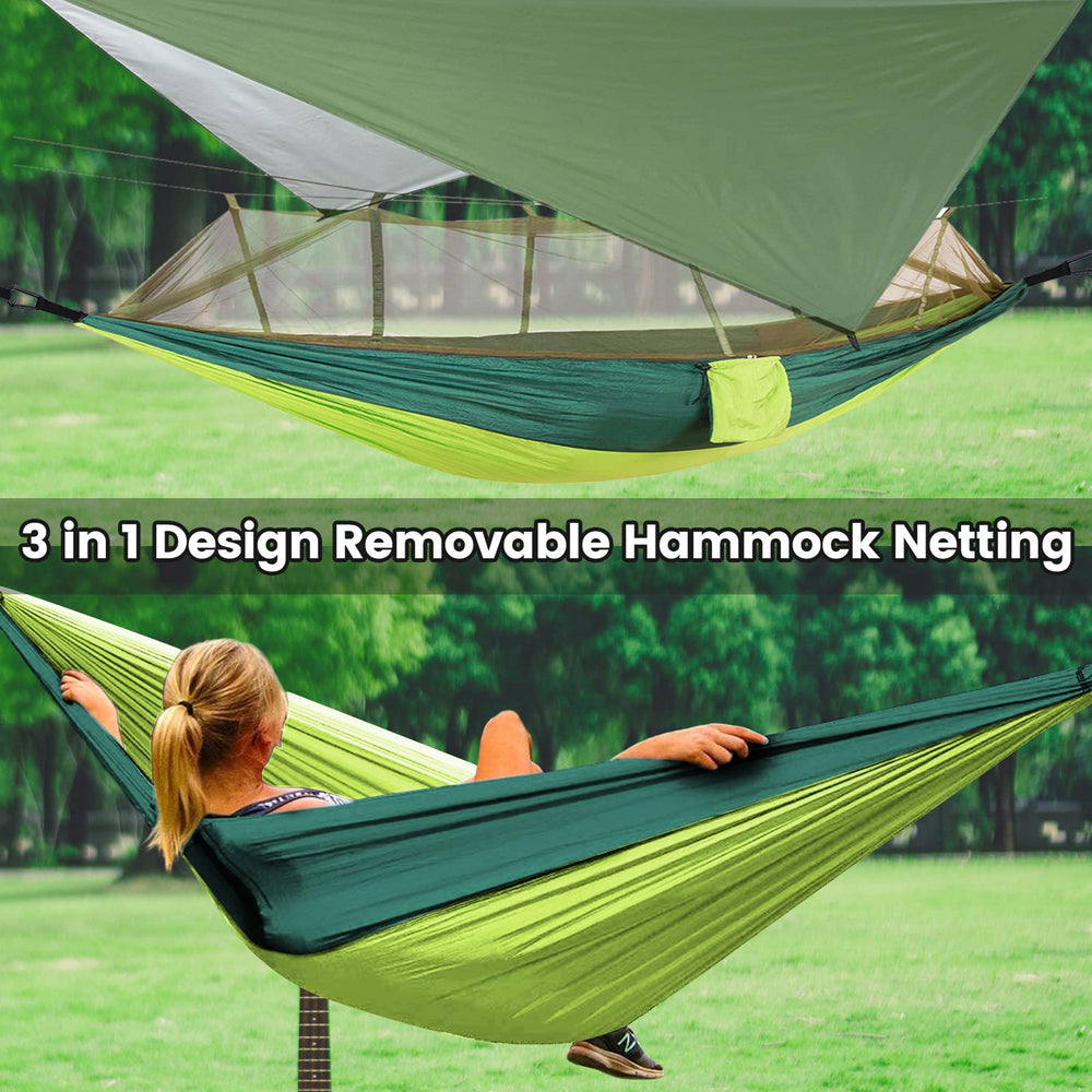 MIFXIN rain fly tarp shielding from sun and rain for versatile camping.