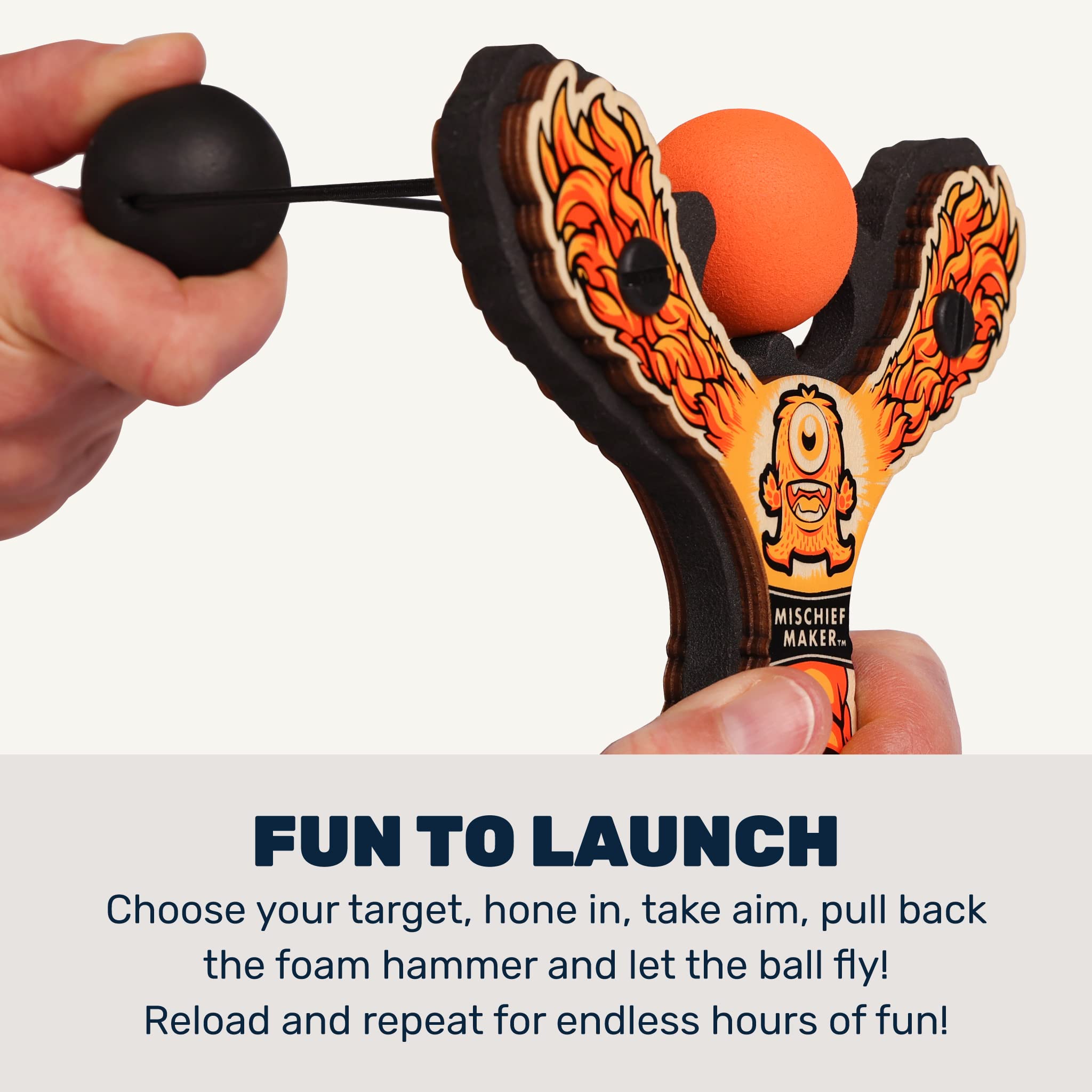 Mighty Fun! Foam-ball launch image demonstrates easy loading for kids.