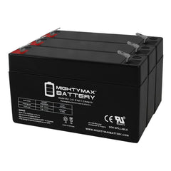 Mighty Max Battery 6V 1.3Ah SLA pack front view showing three batteries and compact size