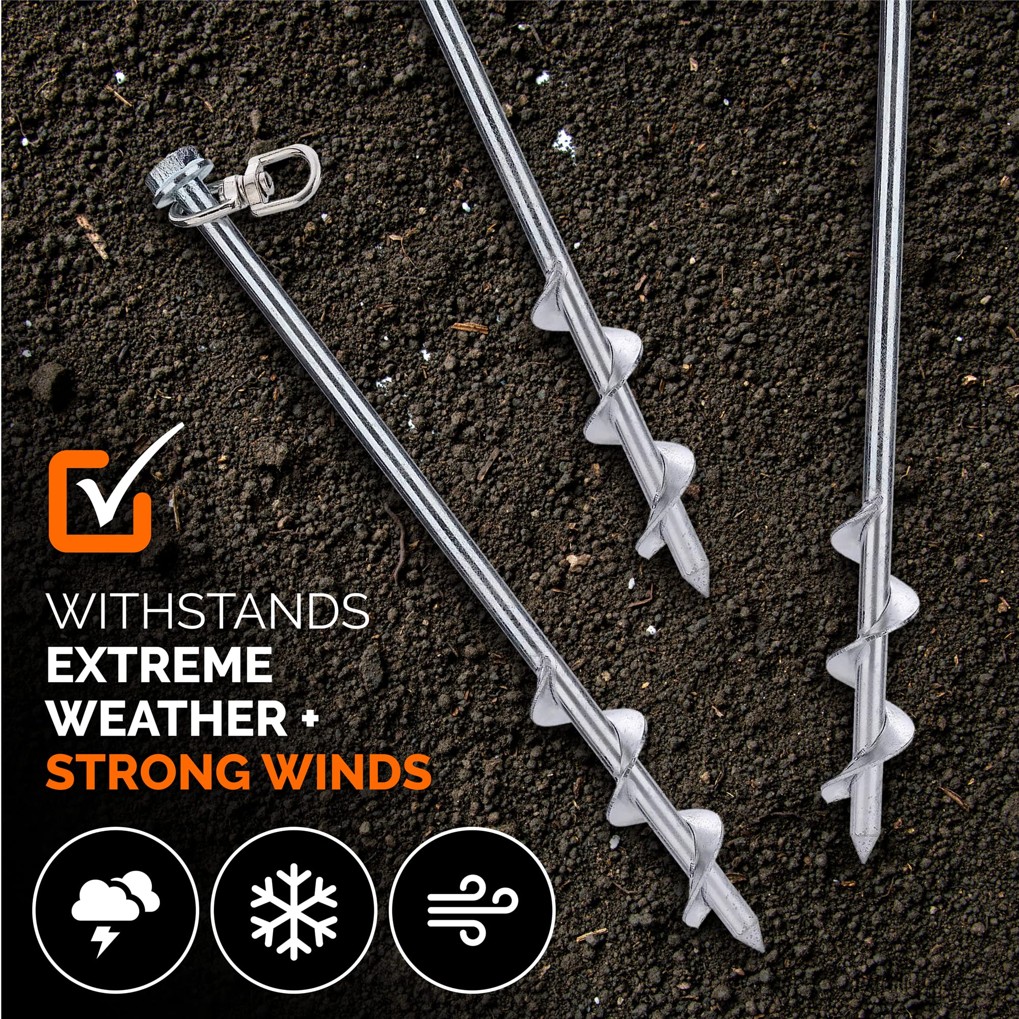 MightyPhine ground stakes secure sheds and canopies for wind resistance