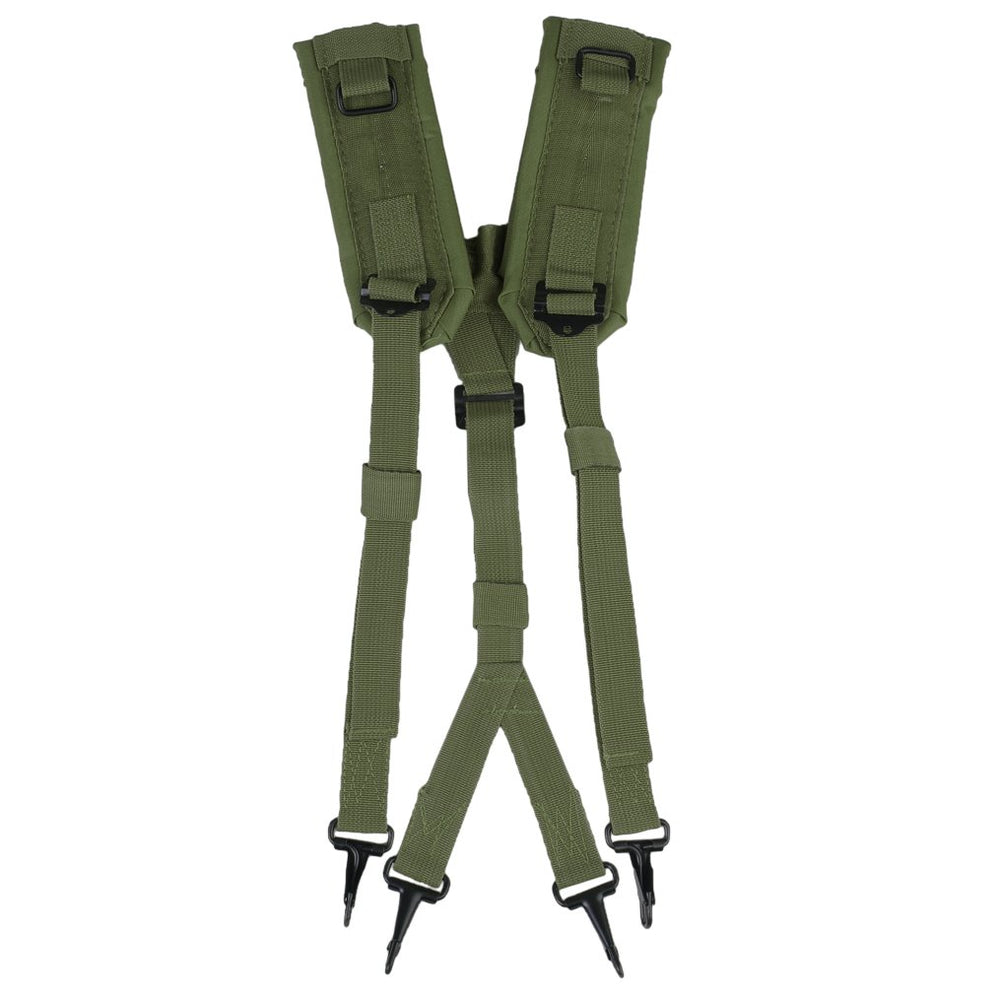 Mil-Tec LC2 suspenders in olive with versatile attachment points for ALICE gear
