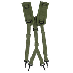 Mil-Tec LC2 suspenders in olive with versatile attachment points for ALICE gear