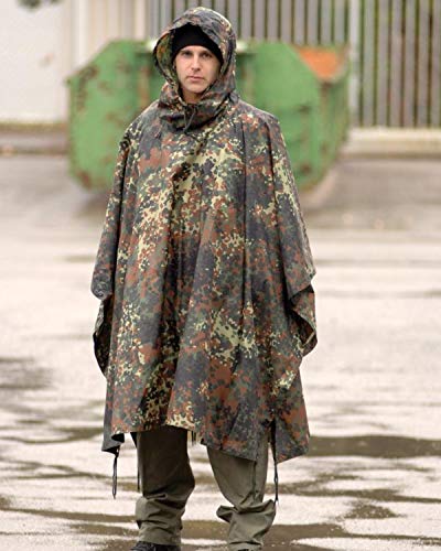 Mil-Tec ripstop poncho with hood ready to shelter you during sudden downpours.