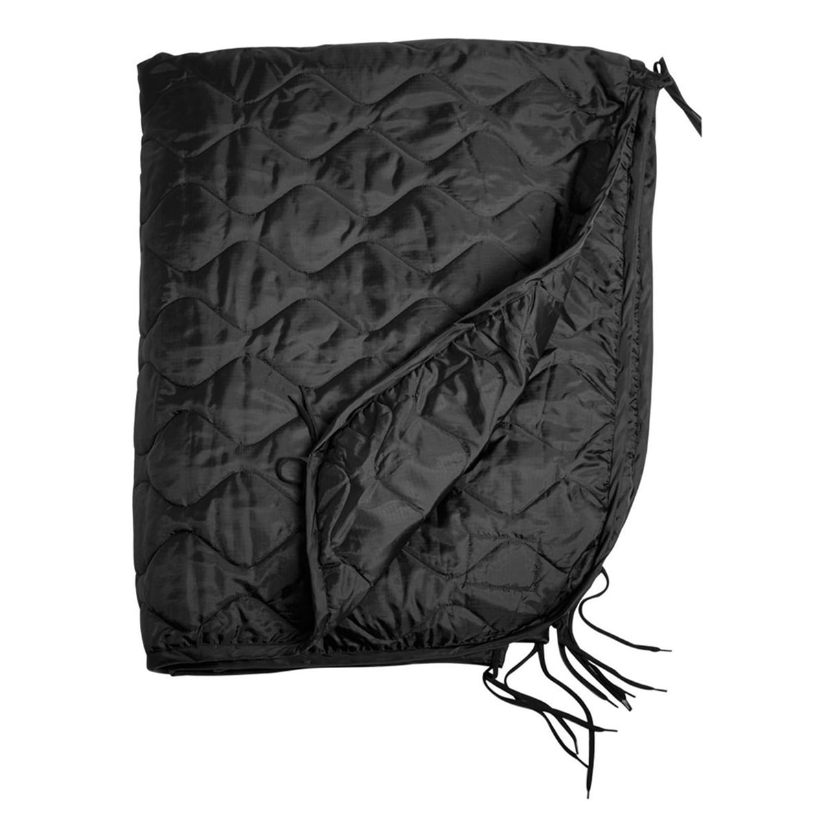Mil-Tec Ripstop Poncho Liner shown in compact pack for lightweight warmth on the go.