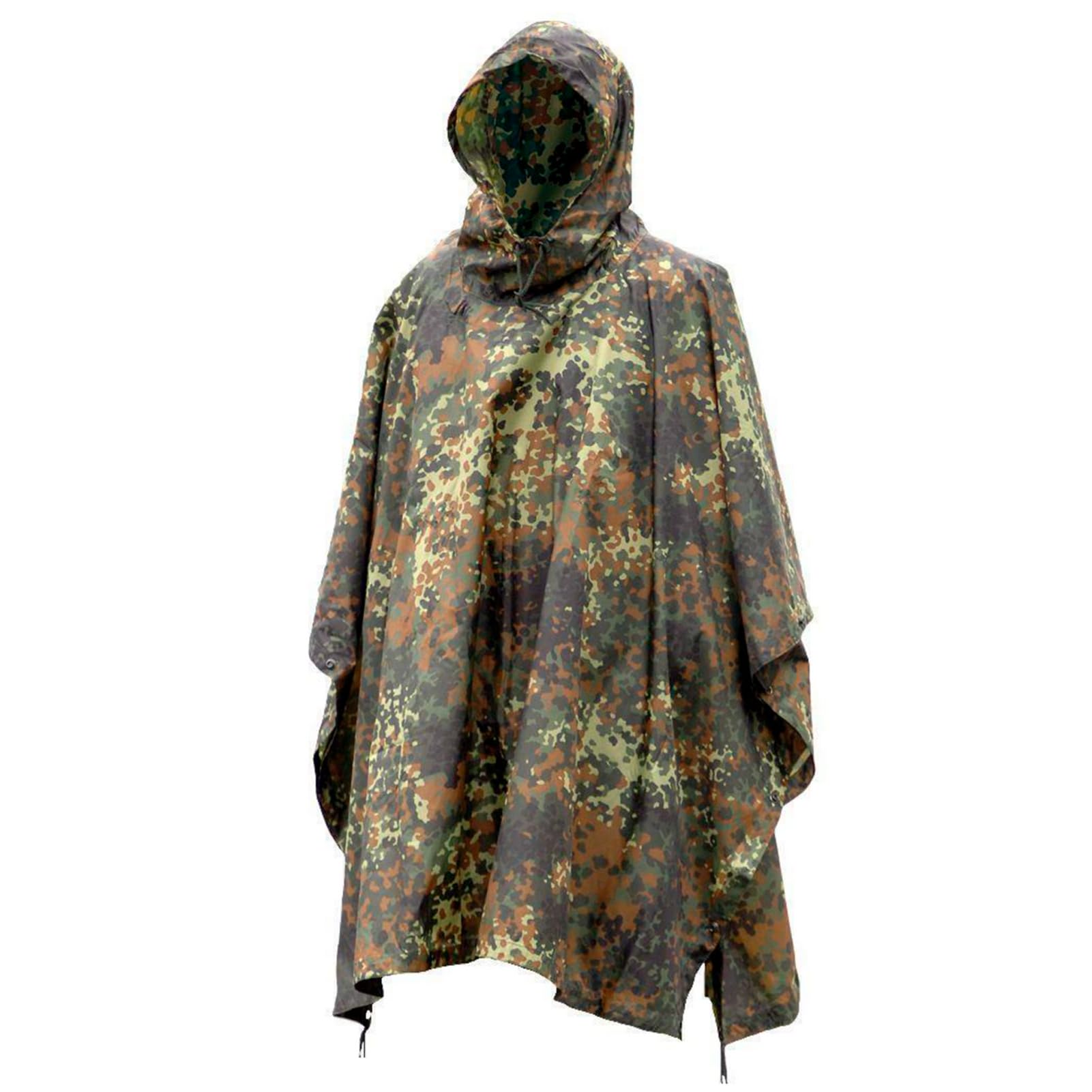 Mil-Tec ripstop wet-weather poncho packaging shows rugged outdoor gear for all-weather use.