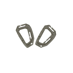 Mil-Tec Tactical MOLLE Carabiner close-up in olive green, highlighting sturdy plastic design.