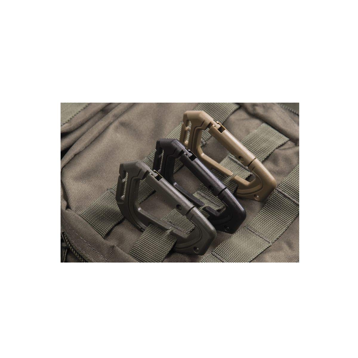 Mil-Tec Tactical MOLLE Carabiner in-use demonstrates lightweight, practical gear organization.