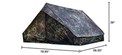 Interior view shows comfortable sleeping space in Mil-Tec Tent Mini Pack Standard for restful nights