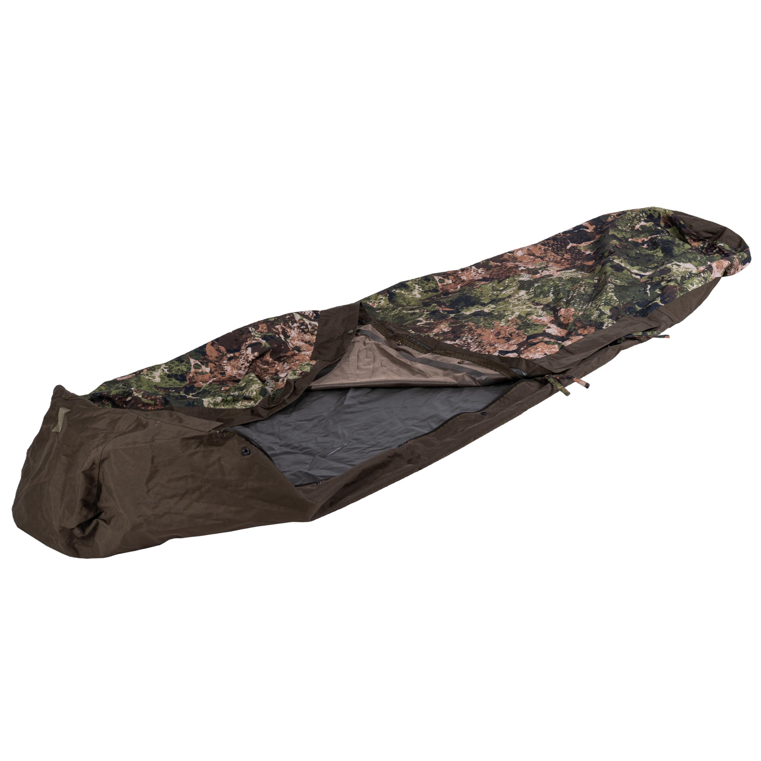 Mil-Tec trilaminate fabric provides breathable waterproof protection against rain and condensation.