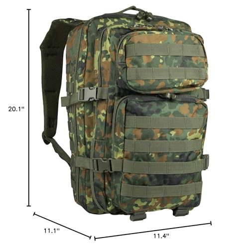 Mil-Tec Unisex Assault Pack back view highlights ergonomic padding and MOLLE-ready exterior.