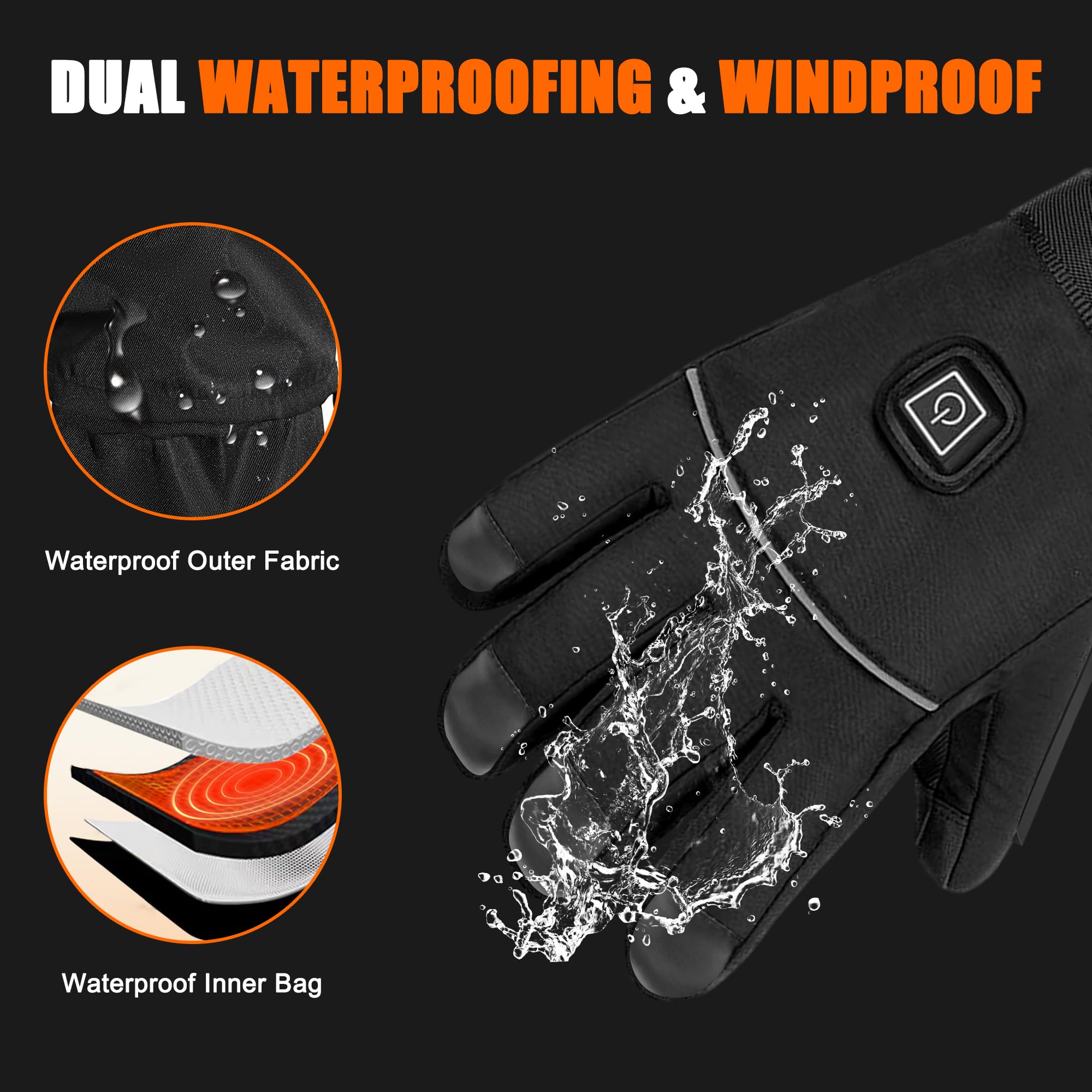 MILBOPAX heated gloves waterproof exterior keeps hands dry during snow sports