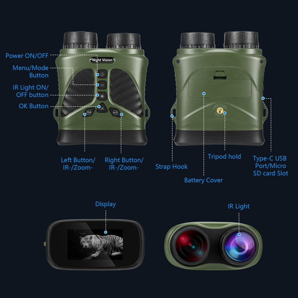 Mildhug Night Vision Goggles 8x zoom for distant wildlife detail.