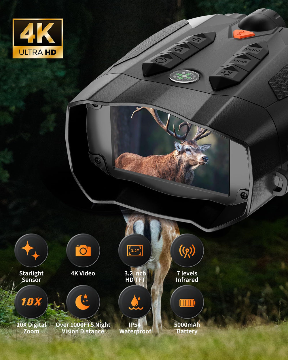 Mildhug Night Vision Goggles side view showing rugged build and IP54 protection