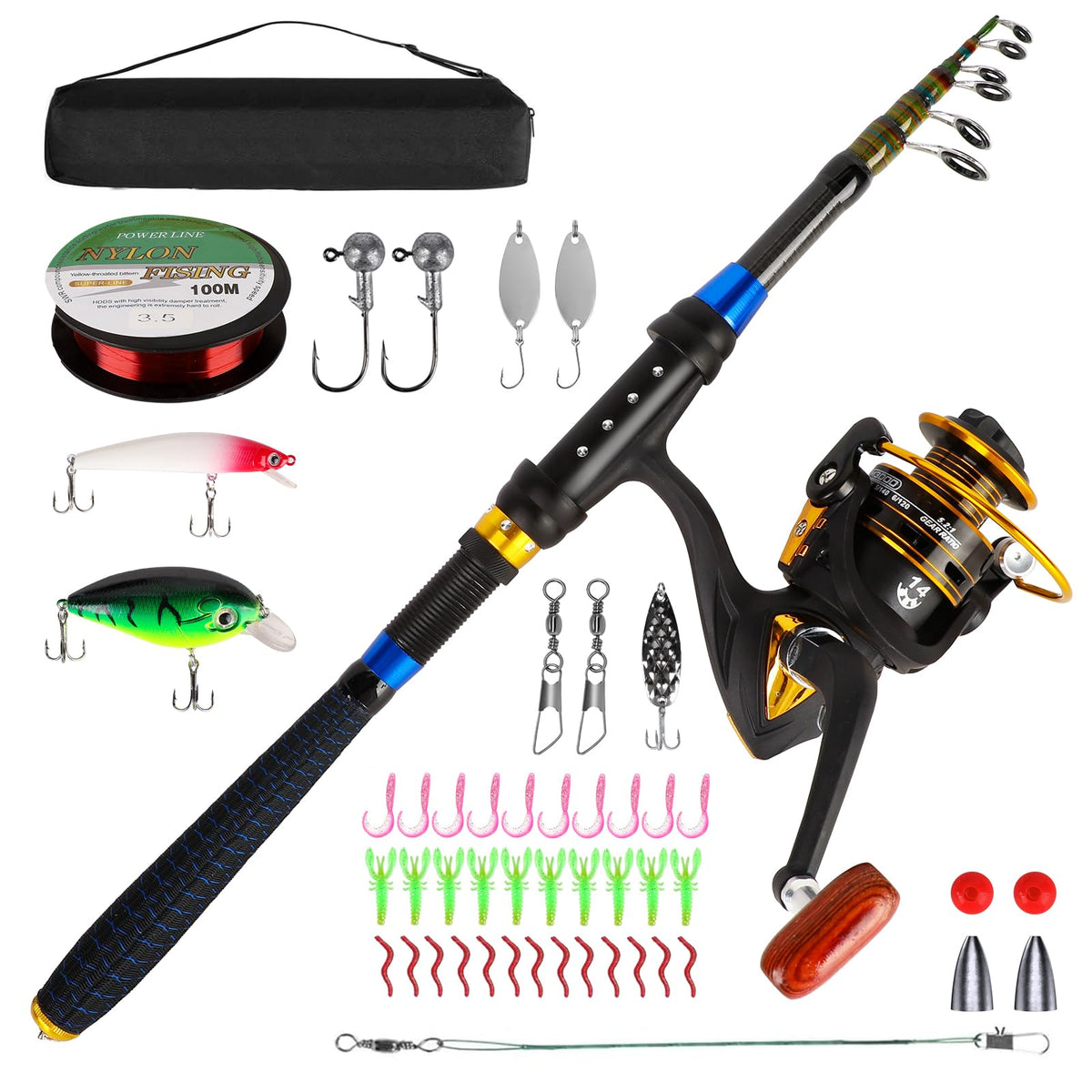Milerong kids fishing pole set with ambidextrous design for both hands.