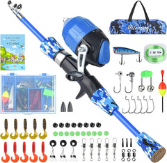 Milerong kids fishing rod extended shows a kid-friendly handle for easy casting.