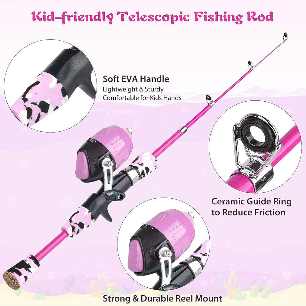 Telescopic fishing rod extended to 120 cm for kids