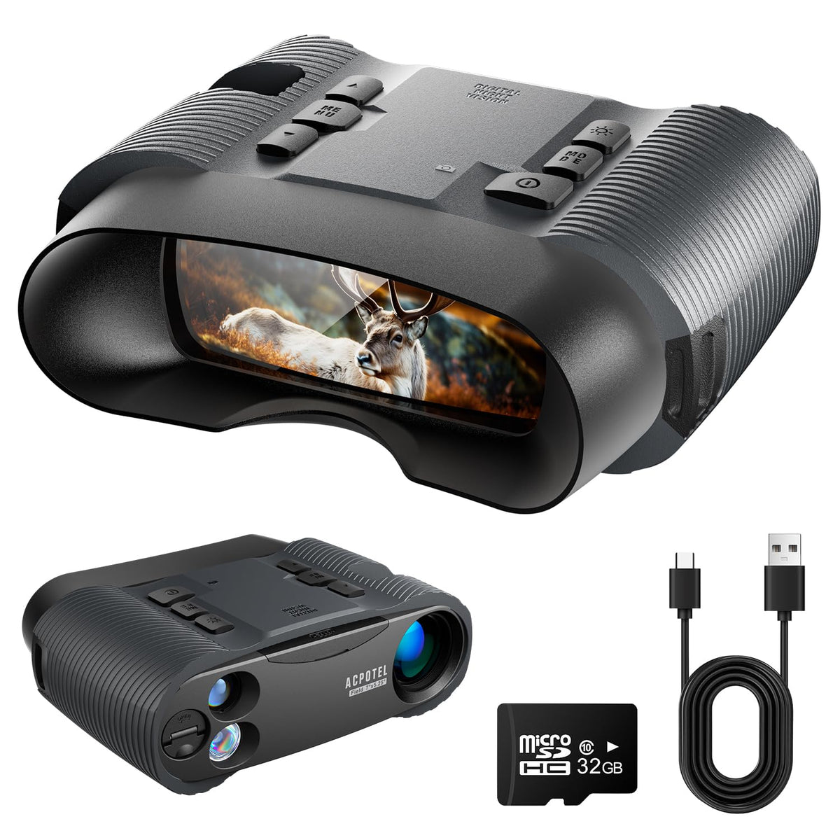 MiLESEEY 4K night vision binoculars held for clear nocturnal viewing.