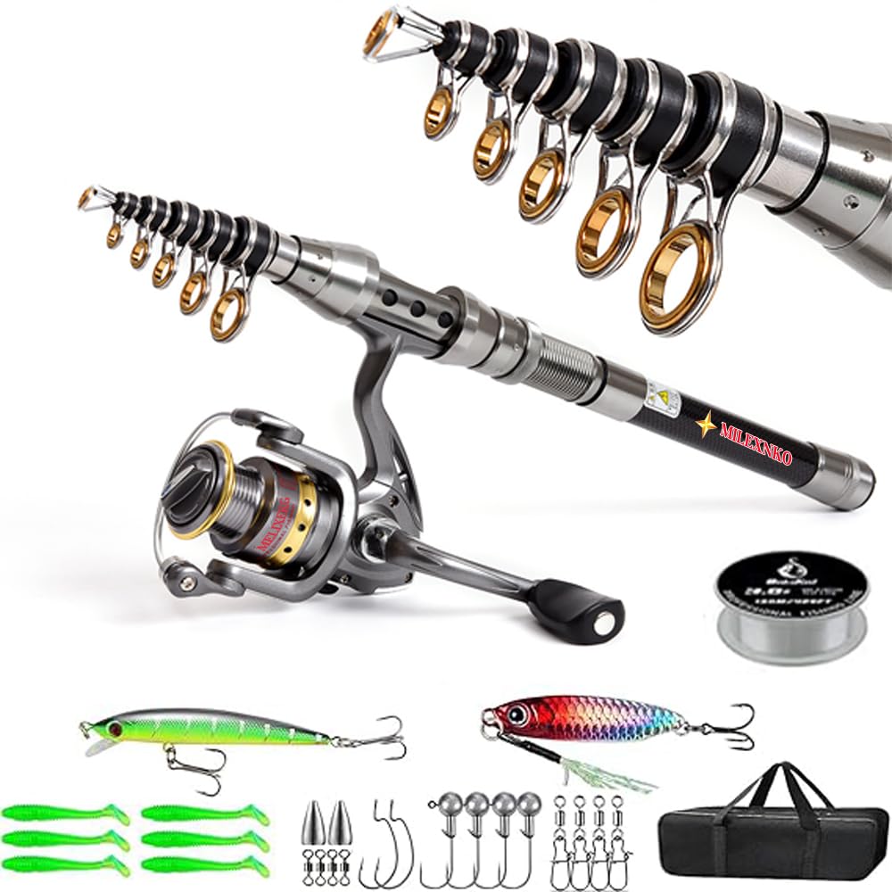 MILEXNKO telescopic rod extended for fast setup during fishing adventures.