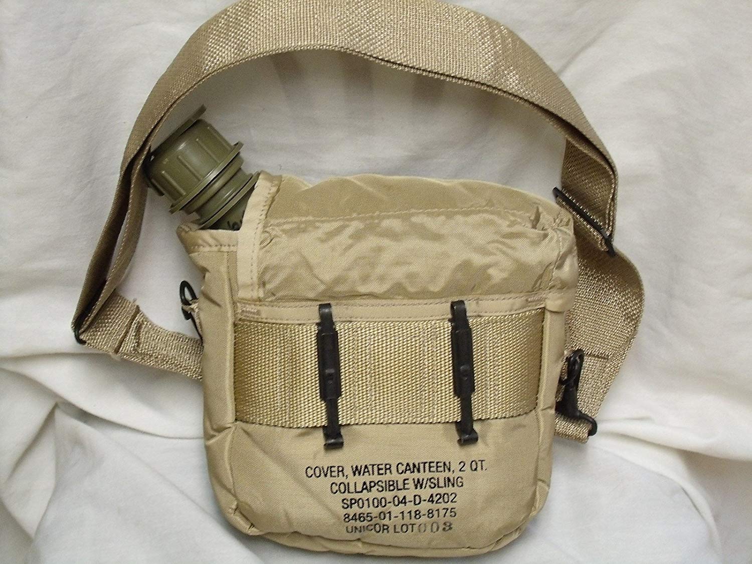 Military Issue pouch with adjustable sling supports rugged outdoor use.