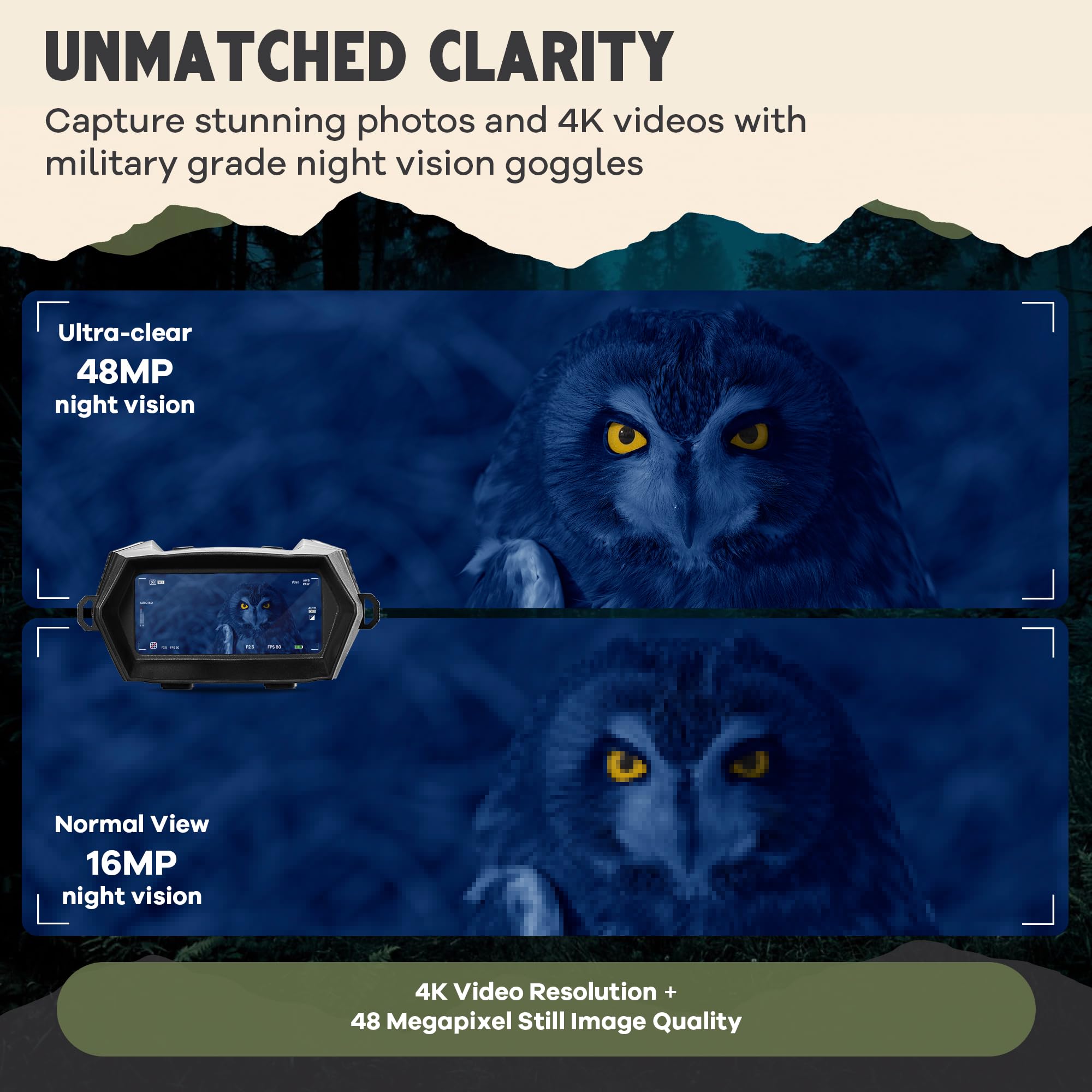 Military tactical thermal goggles with infrared night vision and 5X digital zoom