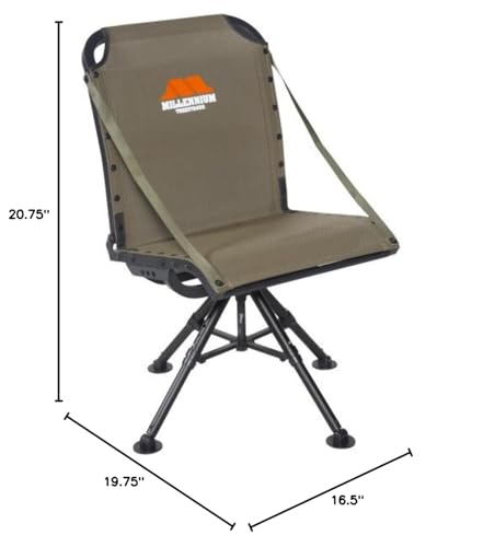 Millennium Ground Blind Chair with adjustable legs stabilizes seating on uneven terrain.