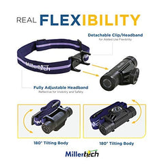 Millertech #556 headlamp side profile, lightweight design for long sessions