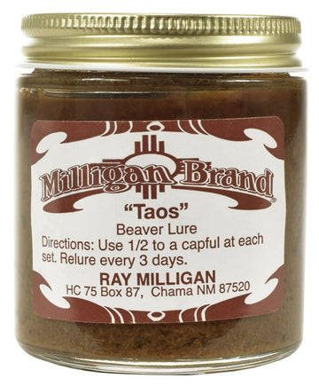 Milligan Taos Beaver Castor Lure bottle for field use with compact portability.