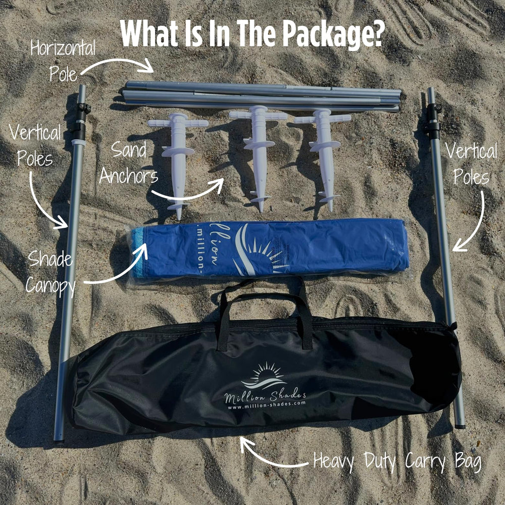 MillionShades Beach Shade Canopy 6 adults-ready space great for family or friends