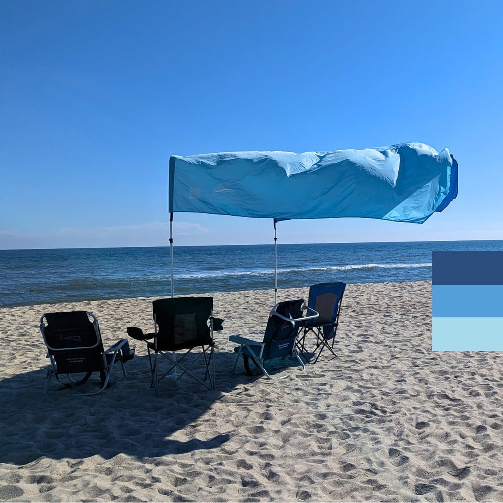 MillionShades Beach Shade Canopy Classic 10x10 open views provide spacious sun shelter on the beach.