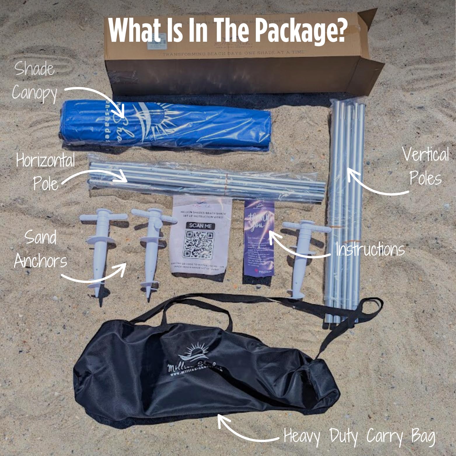 MillionShades Beach Shade Canopy Grande offers coastal durability for reliable shade