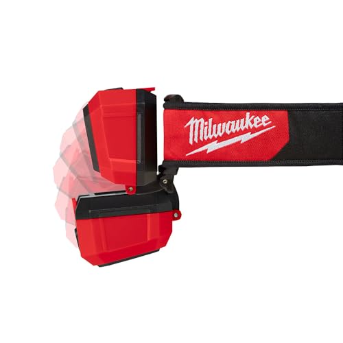 Milwaukee 2104 headlamp with hard hat clips secures safely on helmets.