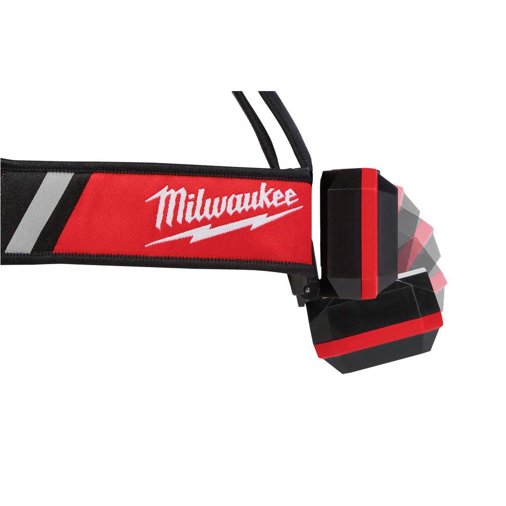 Milwaukee General Purpose Headlamp shows 125-degree flood beam coverage.