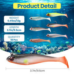 Assorted Mimorou soft plastic lures showing paddle tail design