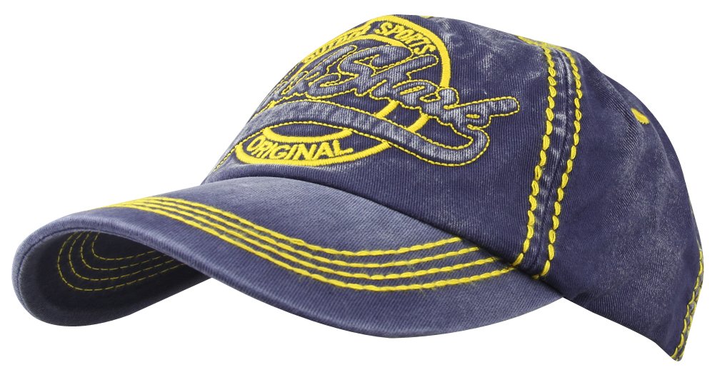 MINAKOLIFE men's baseball cap blue, front view, showcasing breathable cotton and curved visor for daily comfort.