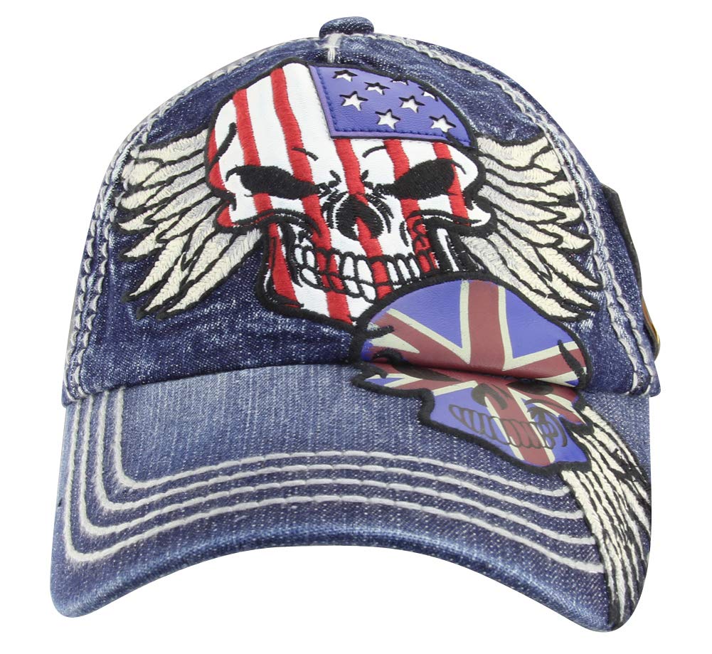 MINAKOLIFE Rock Shark Kingston cap, front view, showcasing vintage blue style and breathable cotton.