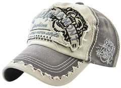 MINAKOLIFE vintage distressed cotton adjustable baseball cap in grey for outdoor wear and sun protection