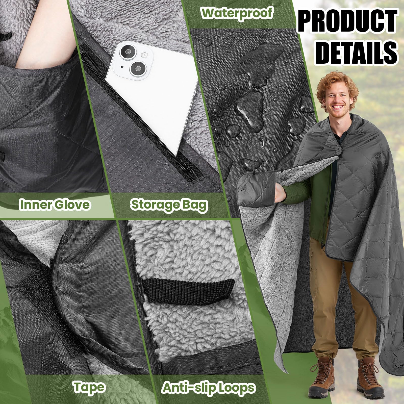 Mindsoft Woobie Blanket pockets and fastener for hands-free warmth and secure wrap.
