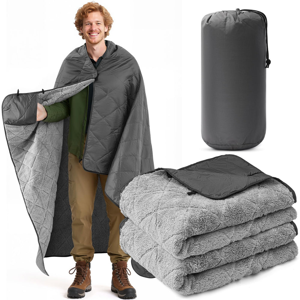 Mindsoft Woobie Blanket with waterproof Oxford fabric keeps you dry during outdoor activities.