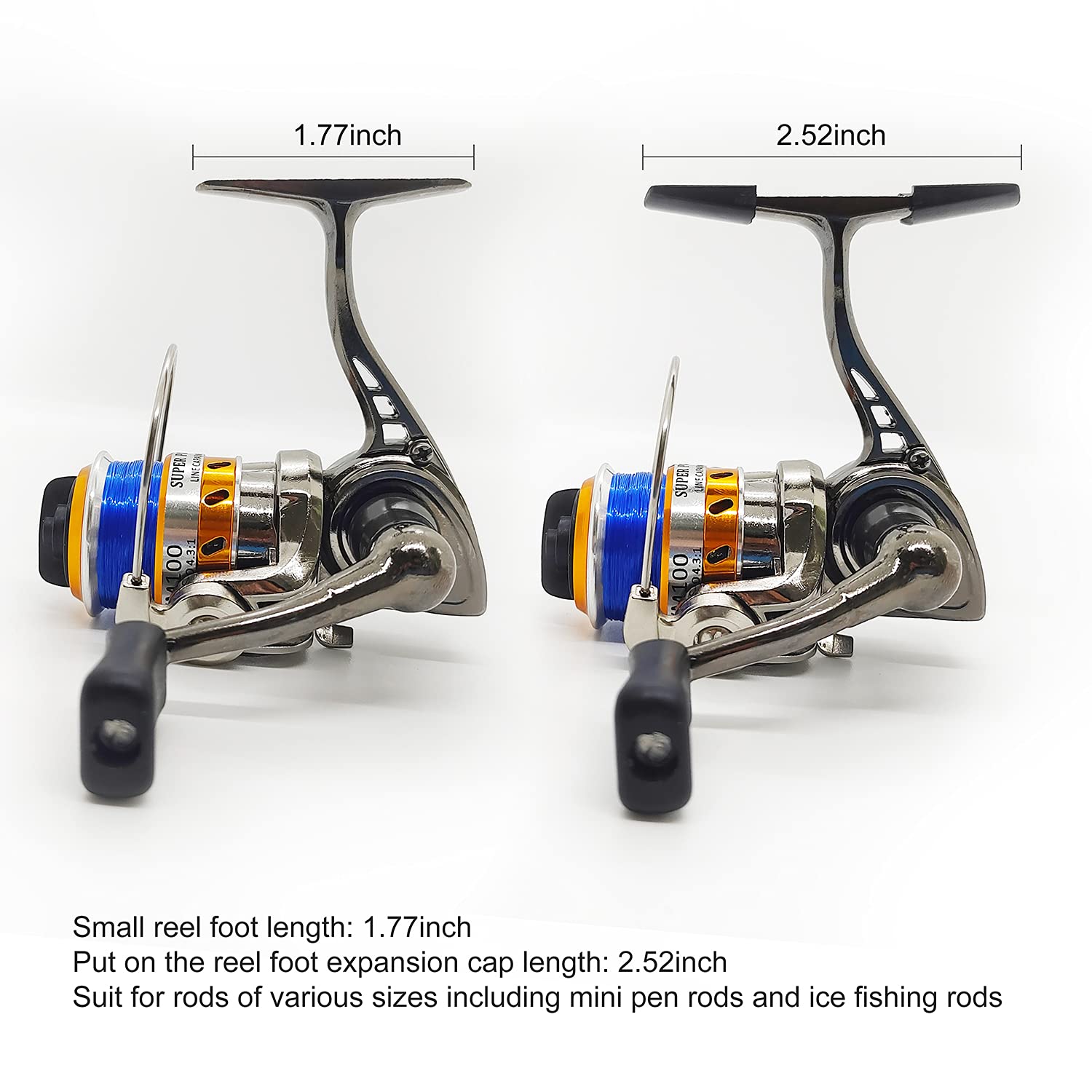 Compact portable reel suitable for raft, river, lake, and ice fishing